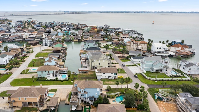 bird's eye view featuring a water view