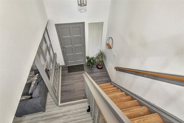 entrance foyer with light hardwood / wood-style flooring