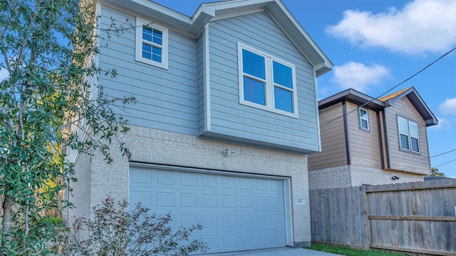 exterior space with a garage