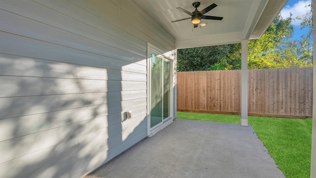 view of patio / terrace with ceiling fan