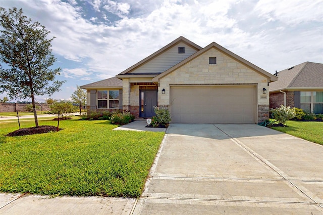 craftsman-style house with a garage and a front yard