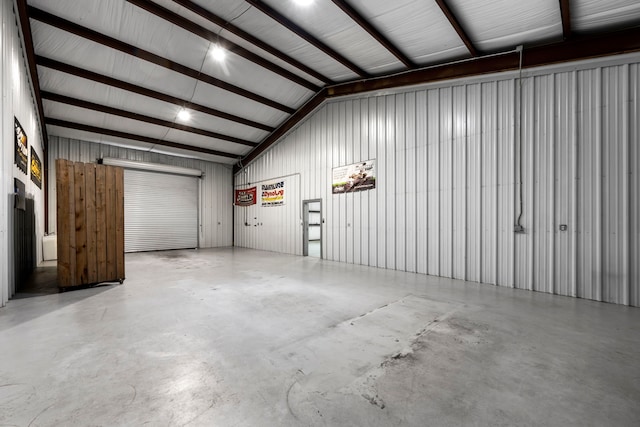 garage with wooden walls