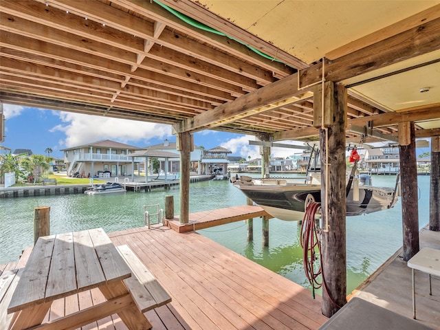 view of dock featuring a water view