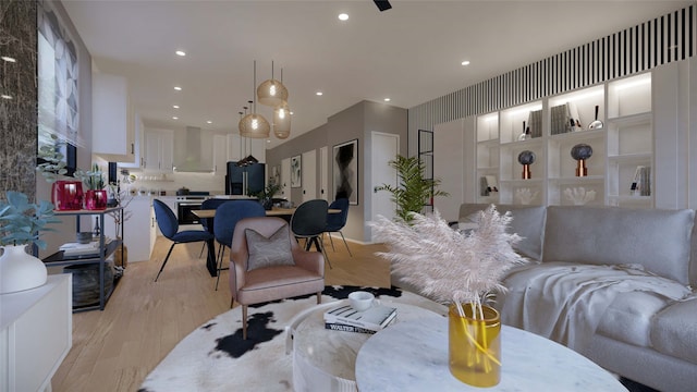 living room featuring light hardwood / wood-style floors