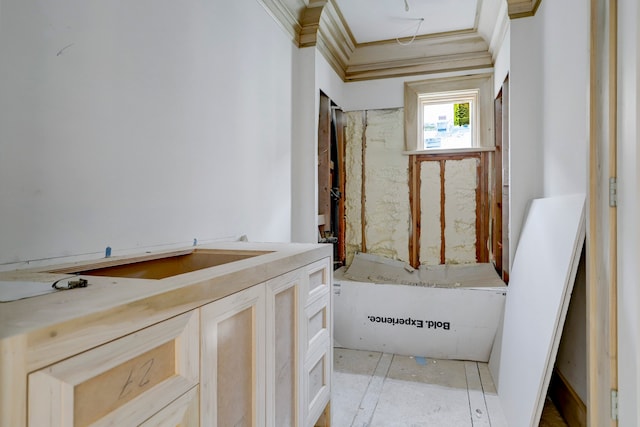 bathroom featuring ornamental molding