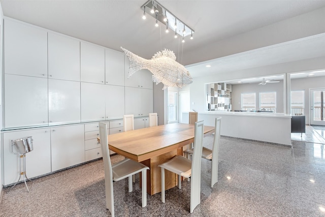 dining area featuring ceiling fan