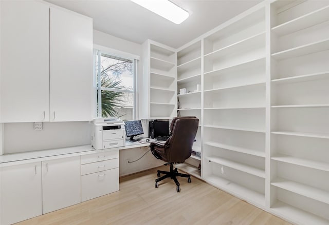 office area with light wood-type flooring