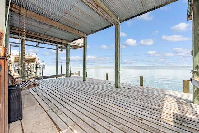 view of dock featuring a water view