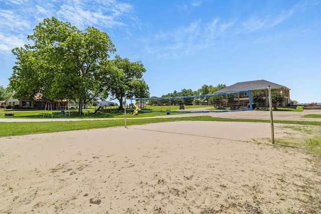 view of property's community with volleyball court