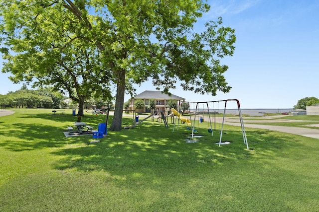 view of play area featuring a yard