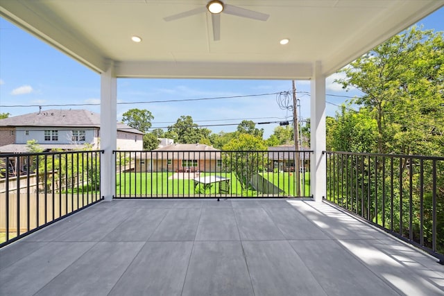 view of patio with ceiling fan