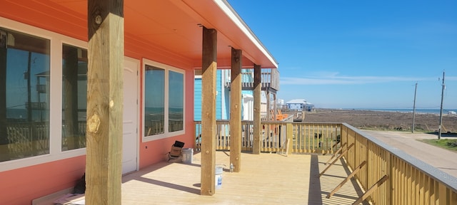 wooden balcony with a deck