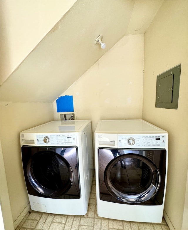 laundry area with hookup for a washing machine and washer and dryer