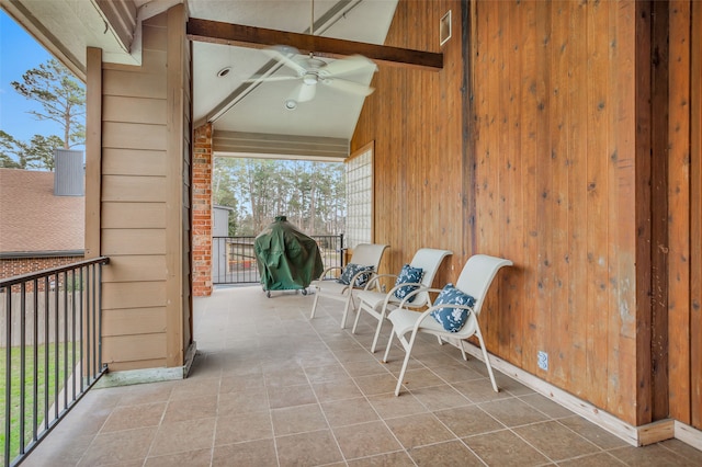 balcony with ceiling fan