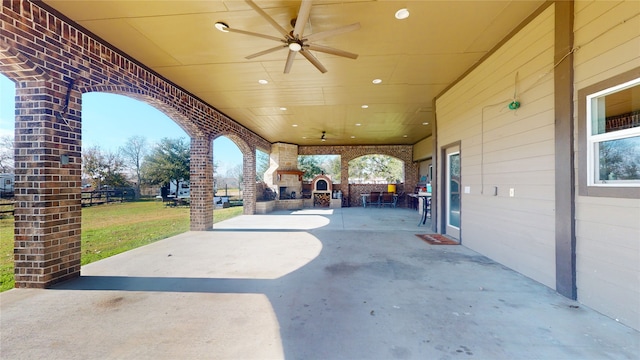 view of patio / terrace with ceiling fan