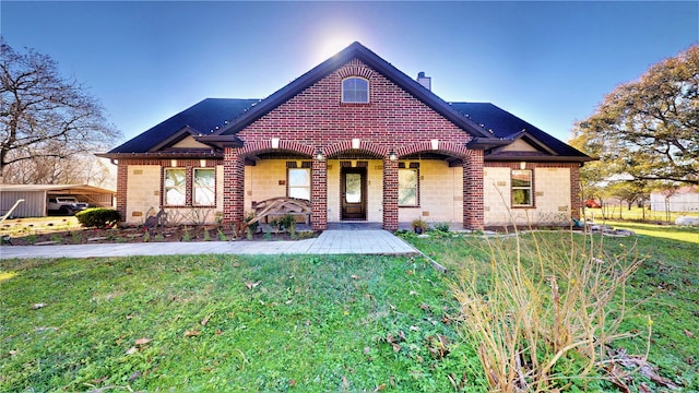 view of front of home with a front yard