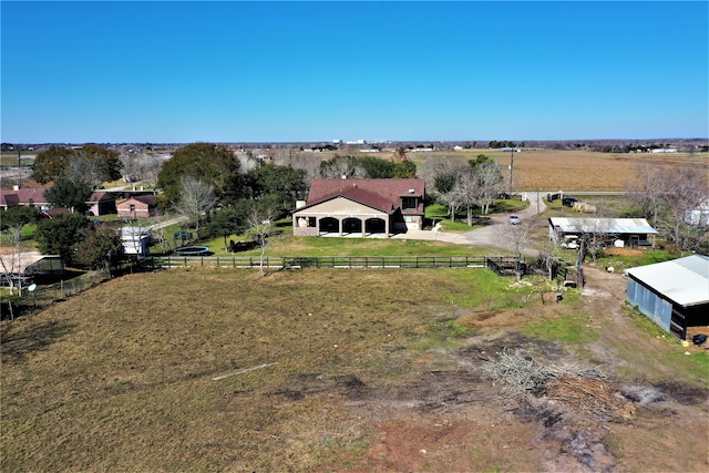 bird's eye view with a rural view