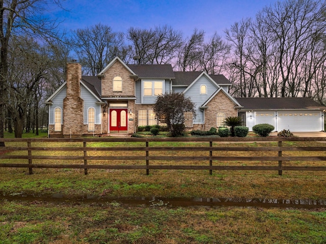 view of front of house with a garage