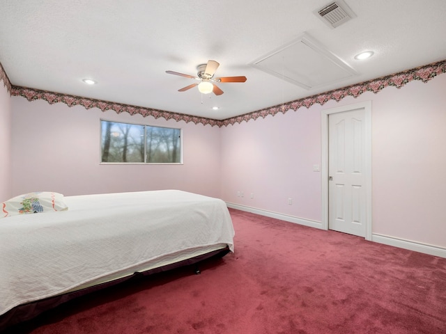 bedroom with carpet and ceiling fan