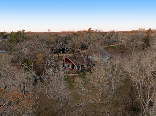 view of aerial view at dusk