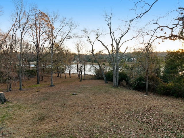 yard at dusk with a water view