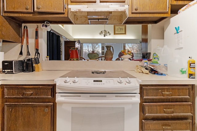 kitchen with white electric range oven