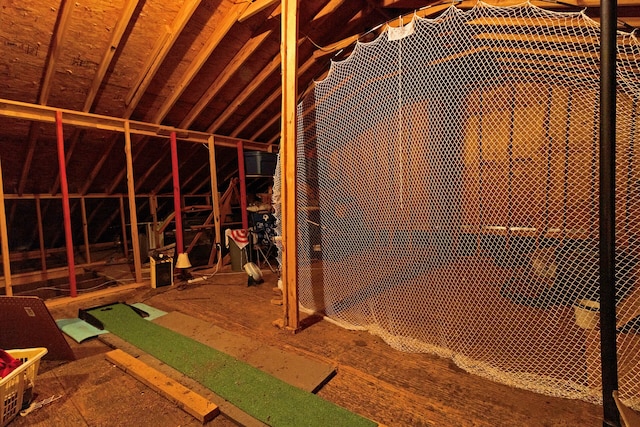 view of unfinished attic