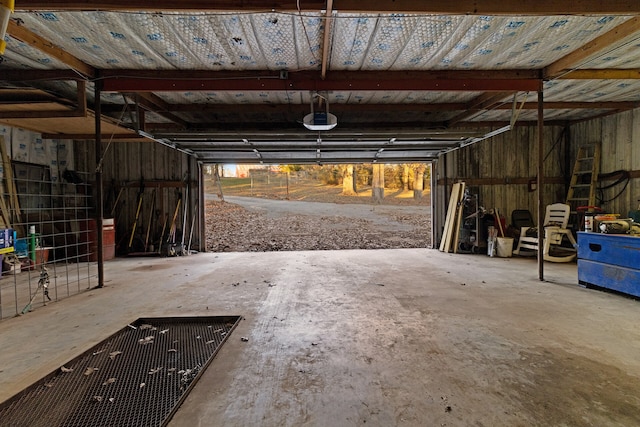 garage with a garage door opener