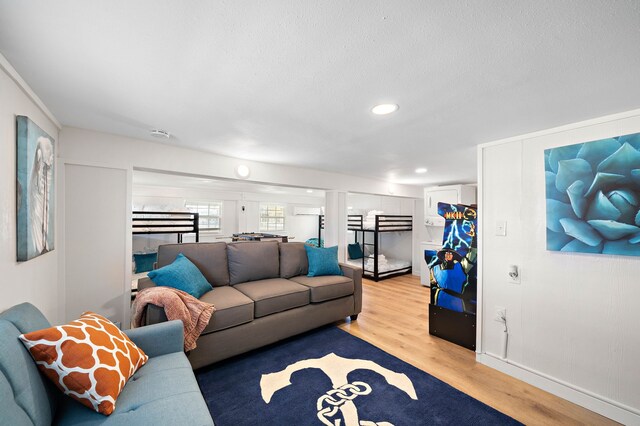 living room with light wood-type flooring