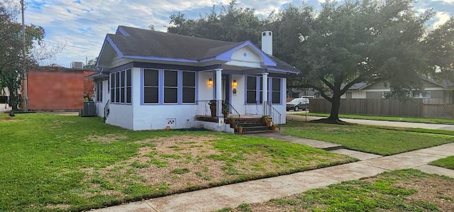 view of front of home with a front yard