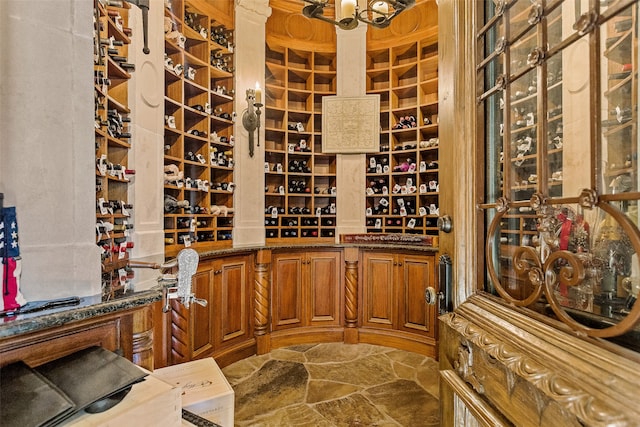 wine cellar with tile flooring