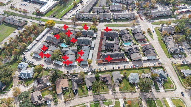 aerial view featuring a residential view