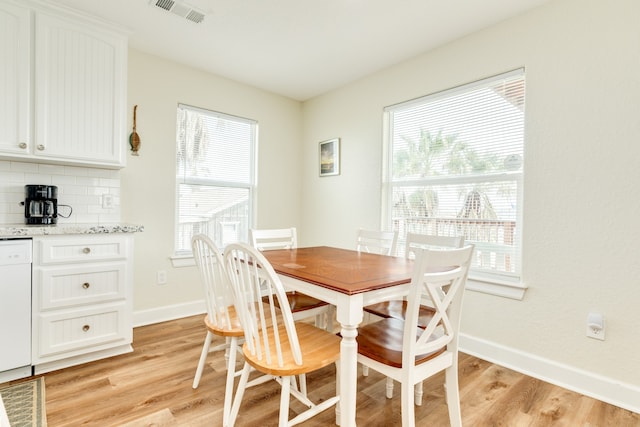 dining room with light wood-type flooring