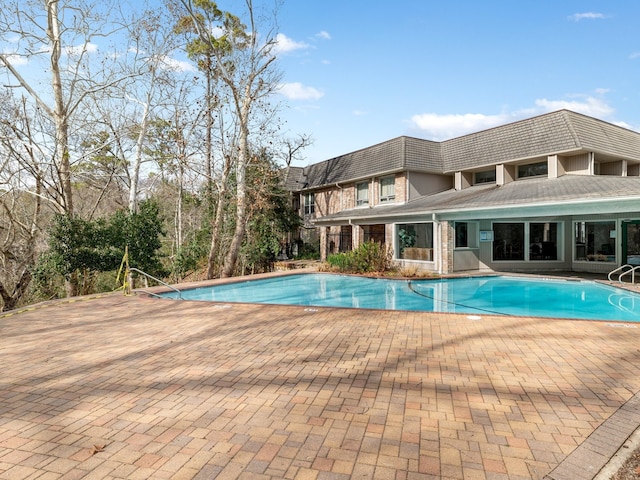 view of pool featuring a patio