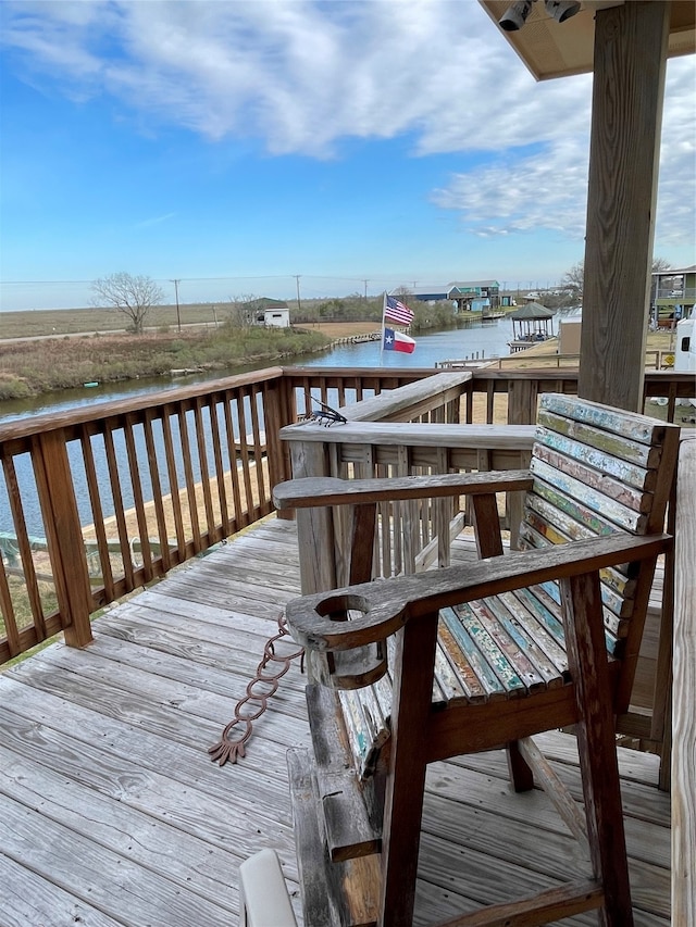 deck with a water view