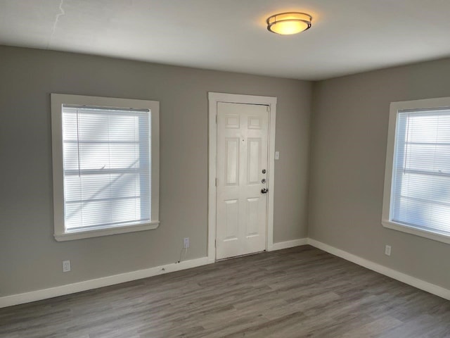 empty room with plenty of natural light and dark hardwood / wood-style floors