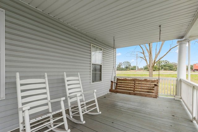 wooden deck with covered porch