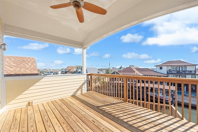 wooden terrace with ceiling fan