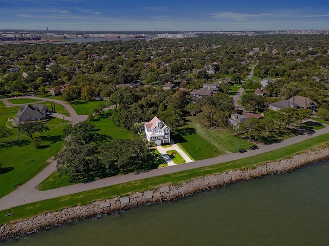 bird's eye view featuring a water view