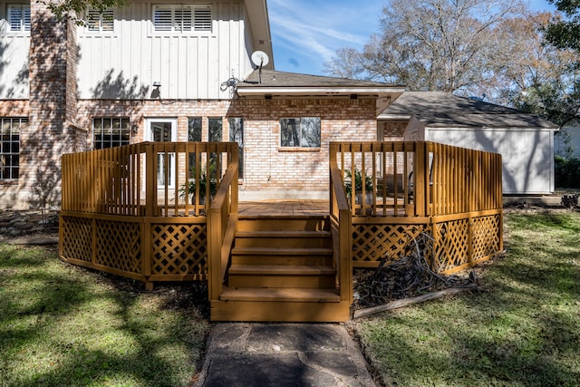 deck featuring a lawn