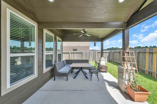 view of patio with ceiling fan