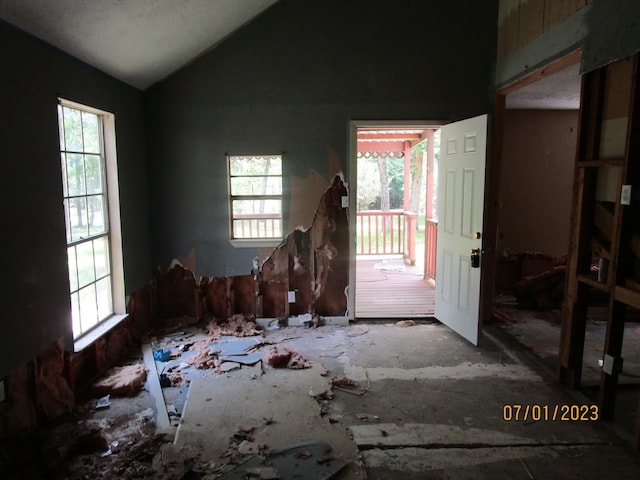 misc room with vaulted ceiling