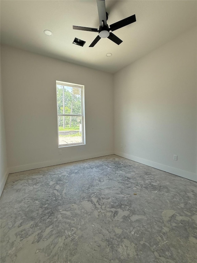 2723 Michaelangelo St, New Caney, TX 77357 - empty room with a ceiling fan, recessed lighting, and unfinished concrete flooring