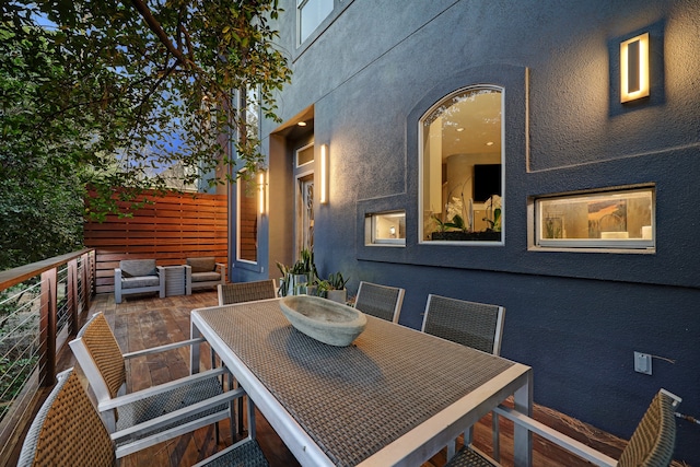 exterior space featuring an outdoor living space