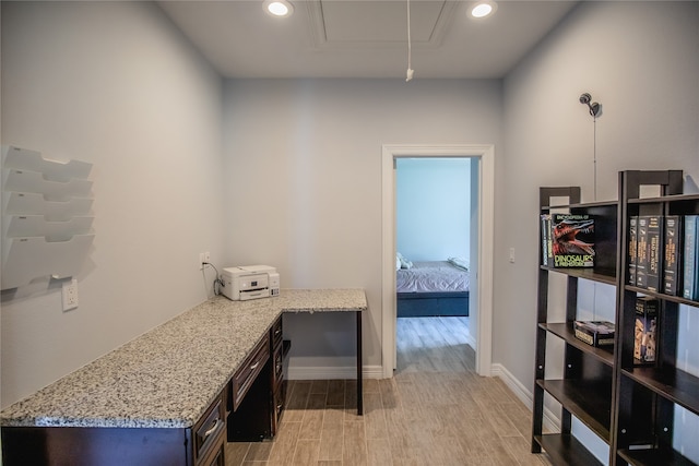 office space featuring light wood-type flooring