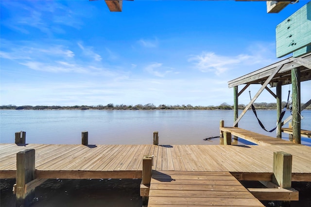 dock area featuring a water view