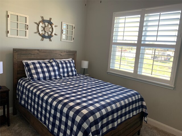 carpeted bedroom featuring multiple windows