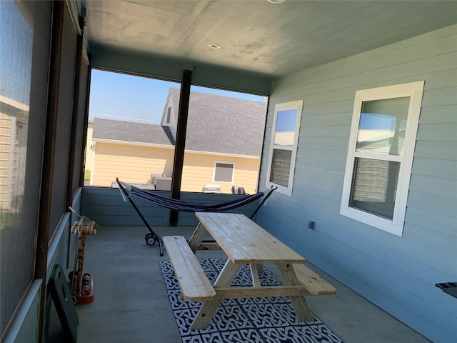 view of unfurnished sunroom