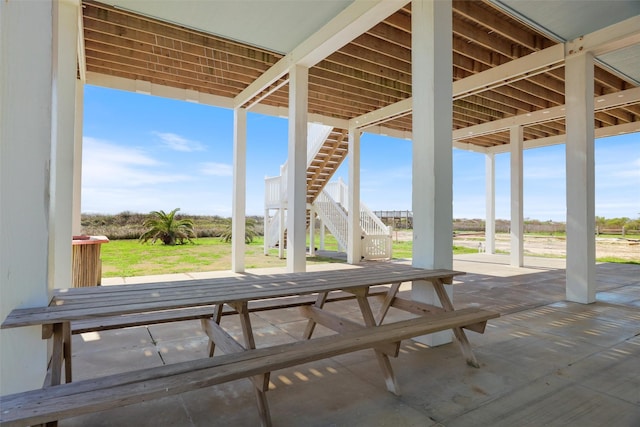 view of patio / terrace with stairs