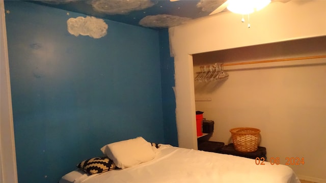 bedroom featuring a closet and ceiling fan